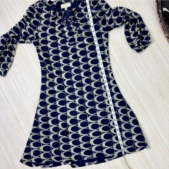 Anthropologie Moulinette Soeurs Silk blend Navy retro look dress size 0 - Picture 6 of 10
